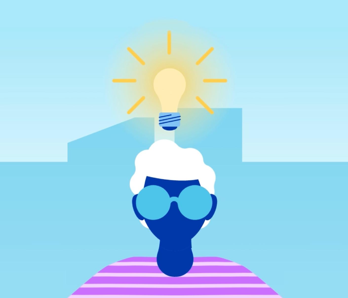 Person med en glödlampa över huvudet